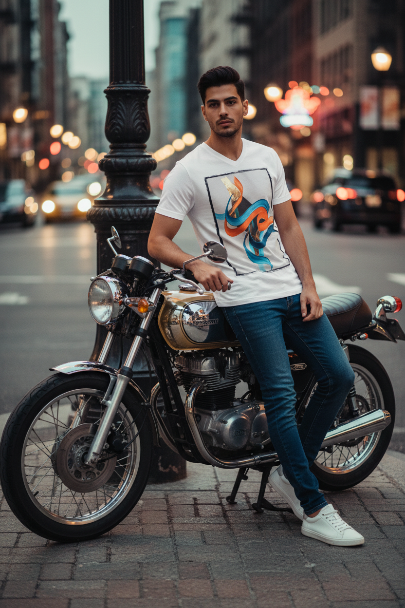 Danse de l'Encre — T-Shirt Col V Unisex | Bybadr