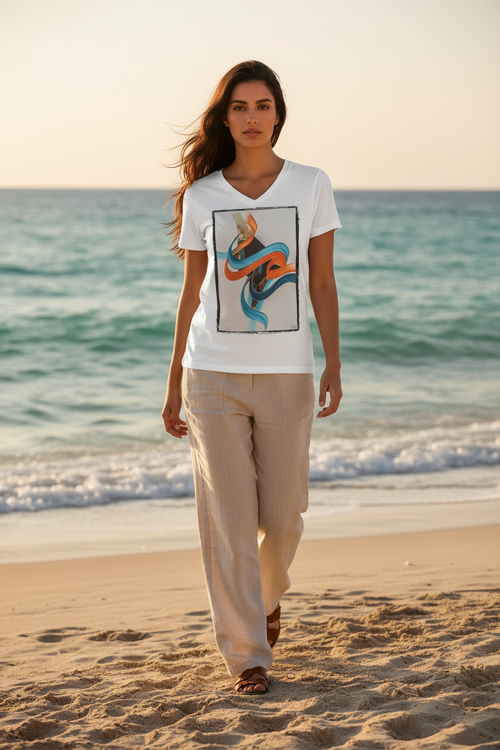 Danse de l'Encre — T-Shirt Col V Unisex | Bybadr